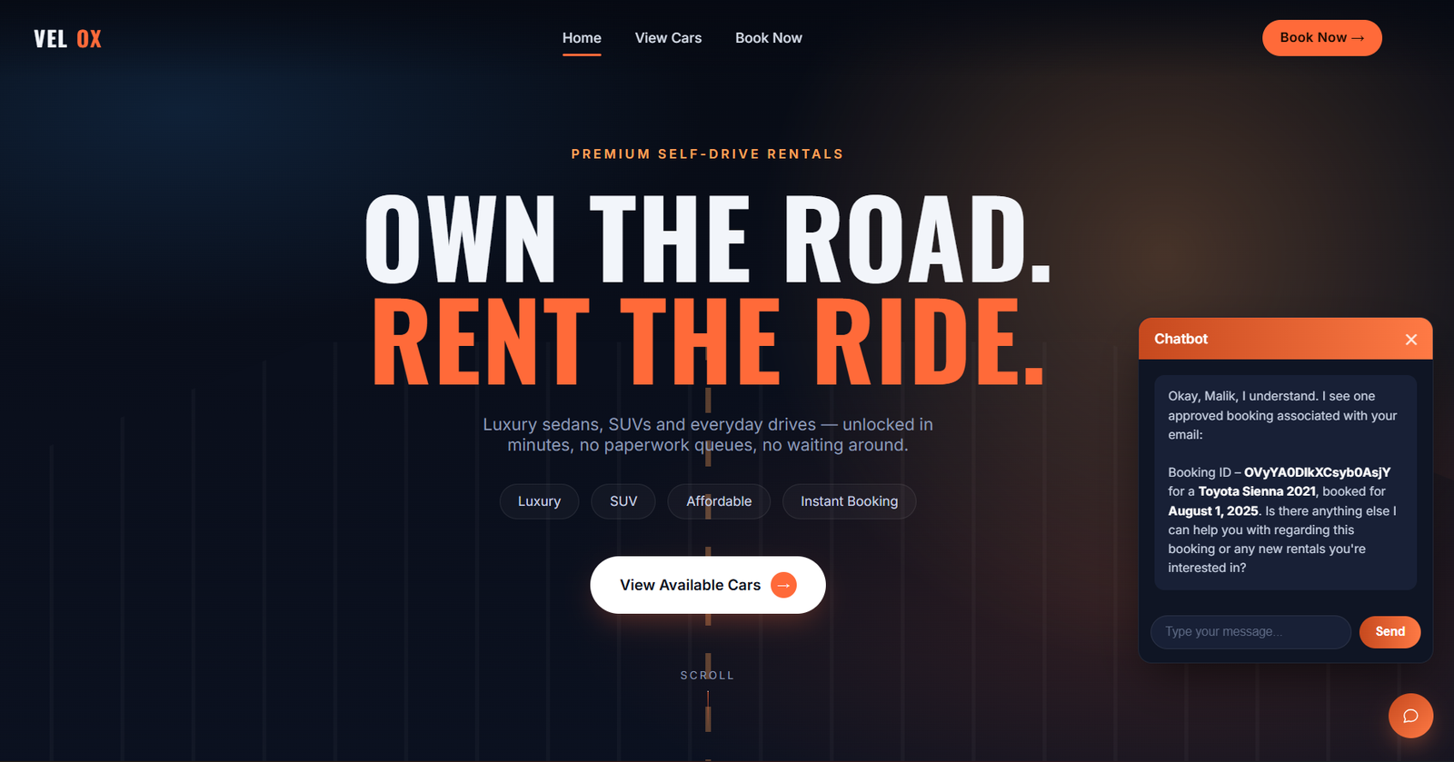 Custom AI Chatbot for Car Rental